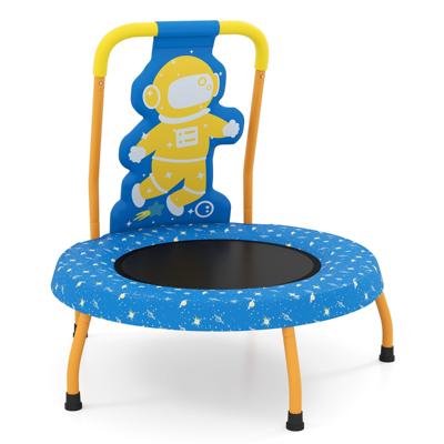 Minitrampoline voor Peuters Schattige Kindertrampoline met Schuimrubberen Handgreep en Veiligheidsmat