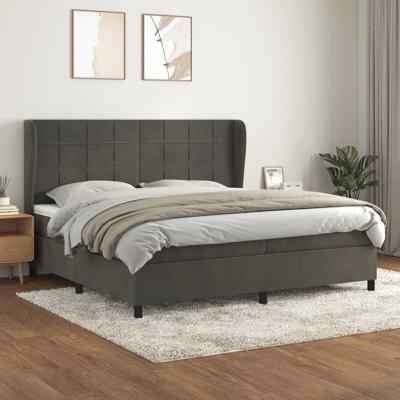 Boxspring met matras fluweel donkergrijs 200x200 cm