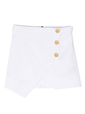 Balmain Kids jupe portefeuille à boutonnière - Blanc