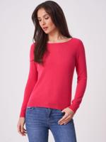 Basic fijngebreide boothals trui van biologisch cashmere