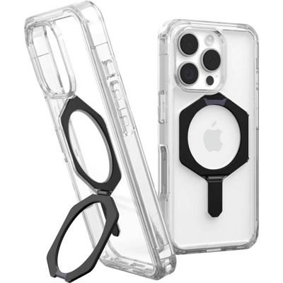 Urban Armor Gear Plyo XTE Backcover Apple iPhone 16 Pro Transparant, Zwart Inductieve lading, MagSafe compatible, Met standfunctie, Stootbestendig