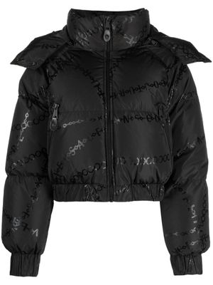 Versace Jeans Couture doudoune crop à logo imprimé - Noir