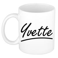 Yvette Naam koffiemok - beker - met sierlijke letters - wit - 300 ml - Cadeau - Dames