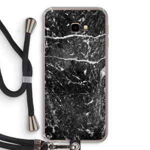 Zwart marmer: Samsung Galaxy J4 Plus Transparant Hoesje met koord