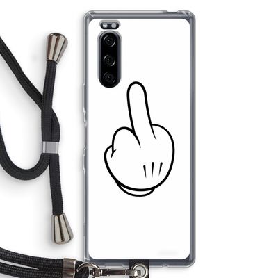 Middle finger white: Sony Xperia 5 Transparant Hoesje met koord