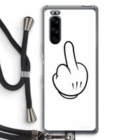 Middle finger white: Sony Xperia 5 Transparant Hoesje met koord