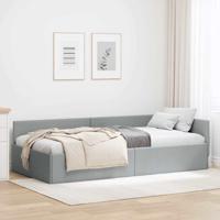 Hoekbedframe Lichtgrijs 90 x 190 cm Stof en Gemproviseerd hout