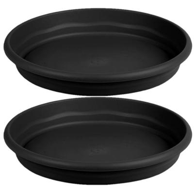 Opvangbord - 2x - zwart - kunststof - D29 cm - onderschaal/opvangbord