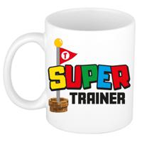 Cadeau koffie/thee mok voor trainer/coach - wit - super trainer - keramiek - 300 ml - thumbnail