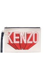 Kenzo logo-print canvas clutch bag - Tons neutres