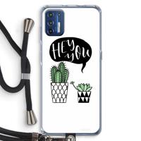 Hey you cactus: Motorola Moto G9 Plus Transparant Hoesje met koord - thumbnail