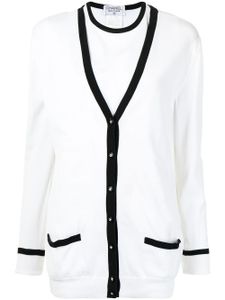 CHANEL Pre-Owned ensemble haut-cardigan à bords contrastants (1996) - Blanc