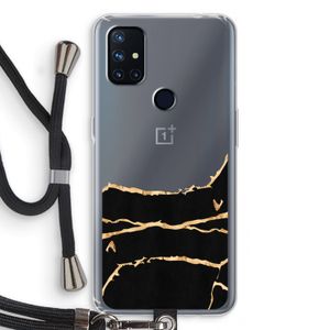 Gouden marmer: OnePlus Nord N10 5G Transparant Hoesje met koord