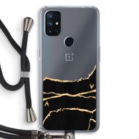 Gouden marmer: OnePlus Nord N10 5G Transparant Hoesje met koord