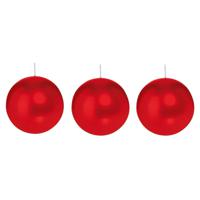 Trend Candles Bolkaars glad - 3x - rood - 8 cm - 25 branduren - ronde kaarsen