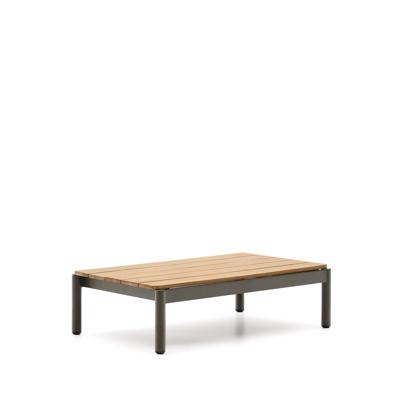 Kave Home Outdoor Salontafel 'Sorells' Teakhout en groen aluminium, 91 x 57cm