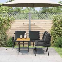 Tuinbankenset 2 pcs Zwart poly rattan