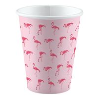 24x stuks Flamingo party bekertjes 250 ml - thumbnail