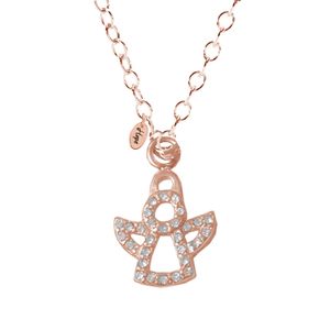 CO88 Ketting met hanger Engel staal/rosékleurig 42-47 cm 8CN-10011
