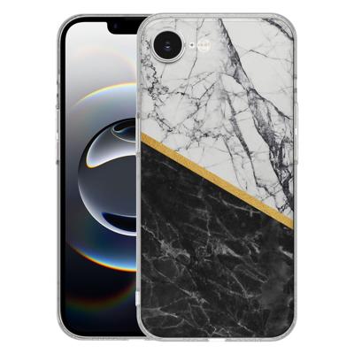 TPU Hoesje iPhone 16e - Marble White Black Backcover TPU Hoesje iPhone 16e - Marble White Black Backcover