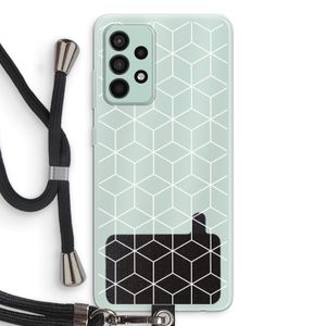 Zwart-witte kubussen: Samsung Galaxy A52s 5G Transparant Hoesje met koord