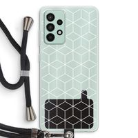 Zwart-witte kubussen: Samsung Galaxy A52s 5G Transparant Hoesje met koord