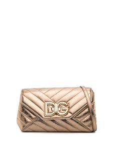 Dolce & Gabbana logo-plaque quilted leather shoulder bag - Or