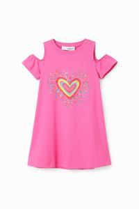 T-shirtjurk met cut-outs en hart - RED - 5/6