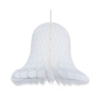 1x stuks Kerstversiering witte kerstklokken lampionnen 20 cm