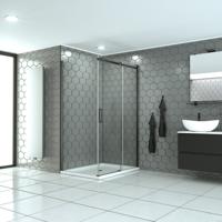 Douchecabine SaniClear Supreme | Anti-kalk | 110x100x200 cm | 1 Schuifdeur | Verouderd ijzer - gunmetal