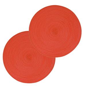 Secret de Gourmet ronde placemat - Set van 6x stuks - rood - gevlochten kunststof - 38 cm - Onderleg