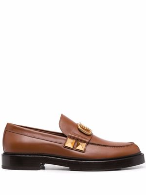 Valentino Garavani mocassins Stud Sign en cuir - Marron