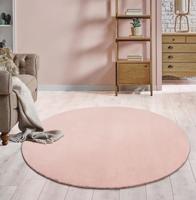 Karpet24 Loft - Luxe, Fluweelzacht Effen Vloerkleed in Roze-Blush, Modern & Stijlvol-Ø 200 cm rond