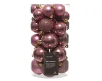 Kerstbalmix kunststof 6cm roze 30st - thumbnail