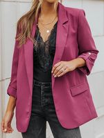 Casual Plain Shawl Collar Long sleeve Loose Blazer - thumbnail