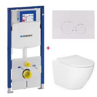 Geberit Sigma UP320 toiletset 32 wandcloset wit glans 53 cm met softclose zitting en drukplaat wit glans - thumbnail