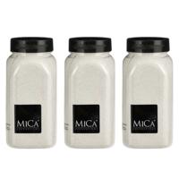 Mica Decorations decoratie zand - 3x - 650ml - wit - hobby zandkorrels - sierzand