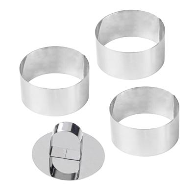 Dessertringen/garneerringen - 3x stuks - met stempel - RVS - zilver - D8 cm