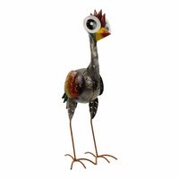 Metalen Vogel Grote Ogen Grijs (M) - thumbnail