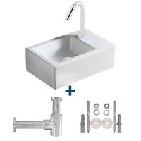 Nemo Spring Sula fonteinset 37x23.5cm zonder overloop inclusief koudwaterkraan en sifon porselein wit sw10735/sw21230/sw286357/sw290278/sw293011/