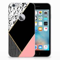 Apple iPhone 6 Plus | 6s Plus TPU Hoesje Zwart Roze Vormen - thumbnail