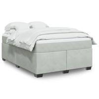 Boxspring met matras fluweel lichtgrijs 140x190 cm