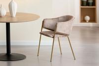 Design Stoel NOBLESSE champagne beige fluweel goud verchroomd metalen frame - 47582