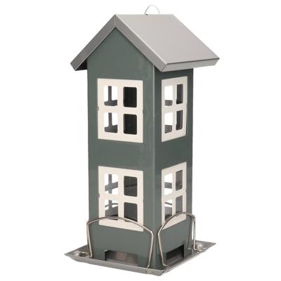 Pro Garden Vogelvoederhuisje - hangend - grijs - silo - 19 cm