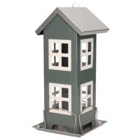 Pro Garden Vogelvoederhuisje - hangend - grijs - silo - 19 cm