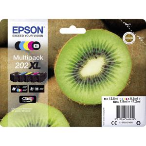 Epson Inktcartridge T02G7, 202XL Origineel Combipack Zwart, Foto zwart, Cyaan, Magenta, Geel C13T02G74010