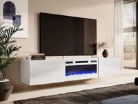 Tv-meubel met haard SPALO 2 deuren wit/glanzend wit - thumbnail