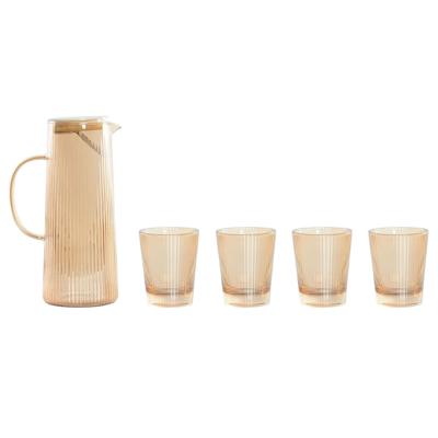 Set glazen met fles Home ESPRIT Amber Borosilicaatglas 1,25 L