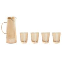 Set glazen met fles Home ESPRIT Amber Borosilicaatglas 1,25 L