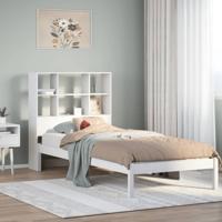 Bed met boekenkast zonder matras grenenhout wit 90x200 cm
